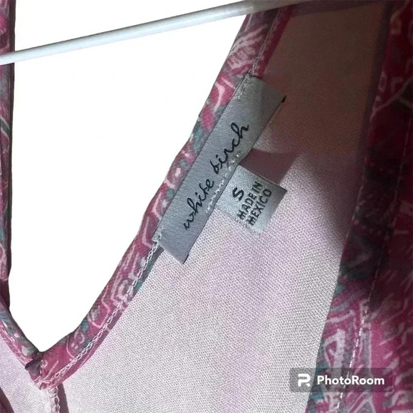 White Birch V-Neck Blouse pink dolman sleeve tops elastic waistband size small - Picture 4 of 4